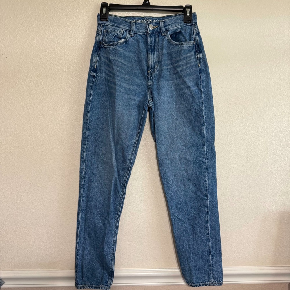 American Eagle Outfitters Mom Jeans Women's 00 Blue Denim Mid Rise Zip Fly